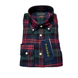 Piombo Men’s Pure Cotton Plaid Button Down Shirt Size Medium